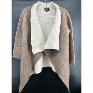Angie Yak Wool Blend Waterfall Cardigan Size S Brown Cream Asymmetrical